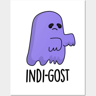 Indi-gost Cute Halloween Indigo Ghost Pun Posters and Art